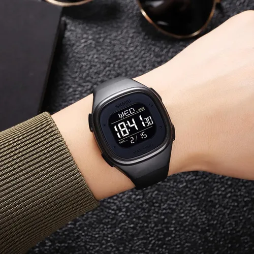 Vista 2 de Gosasa Reloj digital cuadrado minimalista para hombre, impermeable, reloj deportivo al aire libre con cronómetro, relojes de cuenta regresiva unisex