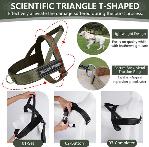 Vista 5 de Arnés para perro, chaleco ajustable mejorado a prueba de escapes, para caminar al aire libre, chaqueta suave y transpirable con tiras reflectantes