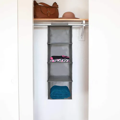 Vista 6 de My Home Away - Armario colgante con 4 estantes, color gris