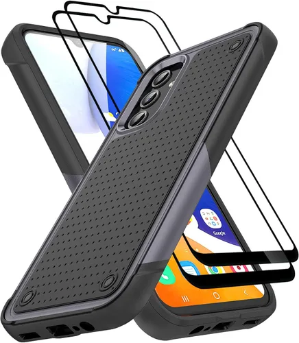 Vista 55 de Jeylly Funda compatible con Samsung Galaxy A12, Samsung Galaxy A12 con protector de pantalla de vidrio templado, protección contra caídas de grado A