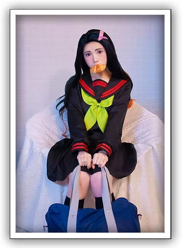 Vista 5 de ZDEARKEY Kamado Nezuko Cosplay traje japonés uniforme escolar niña