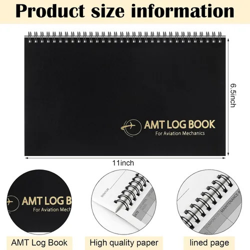 Vista 2 de Fuyoooo Amt Logbook 11 x 6.5 Inch for Maintenance Technicians, Ia Qualified Mechanics