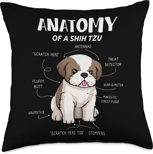 Vista 4 de Anatomy Of Dog Funny Animal Apparel Funny Anatomy Shih Tzu - Almohada para amantes de los perros, 15.7 x 15.7 in, multicolor