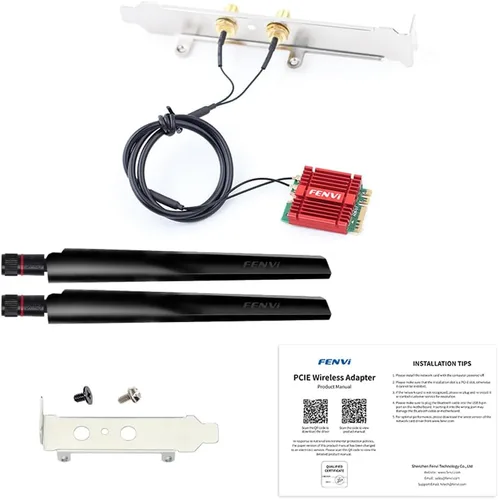 Vista 9 de FENVI WiFi 6E Kit de actualización de escritorio con Intel AX210-5400Mbps Tri-Band 6GHz y BT 5.3 Incluye tarjeta WiFi M.2 2230 AX210NGW, antenas