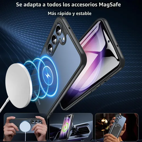 Vista 5 de OWKEY Funda magnética para Samsung Galaxy S23 de 6.1 pulgadas, para Magsafe con protector de pantalla, protección de grado militar, a prueba