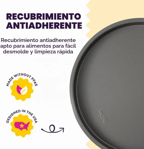 Vista 5 de Wilton Bandeja de pizza antiadherente plateada, fabricada sin PFAS
