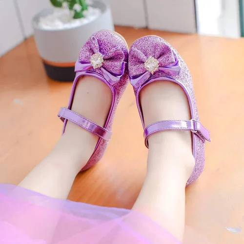 Vista 2 de Furdeour Zapatos de vestir para niñas, zapatos de princesa Mary Jane para bodas, flores, damas de honor, tacones con purpurina para niños pequeños