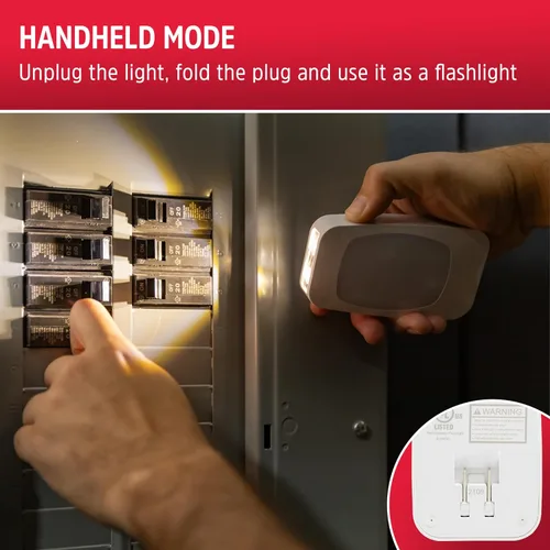 Vista 4 de ENERGIZER - Luz LED de noche 4 en 1 contra fallas de energía, 1 paquete, enchufable, sensor de luz, encendido/apagado automático, enchufe plegable