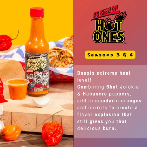 Vista 8 de Torchbearer Hot Ones - Salsa picante variada, paquete de 4 unidades, 5 onzas - Segadora de ajo, hijo de zombi, apocalipsis zombi, rábano picante sin
