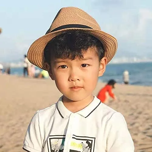 Vista 6 de Sombrero de sol plegable de ala corta para niños sombrero de sol de playa para niños y niñas