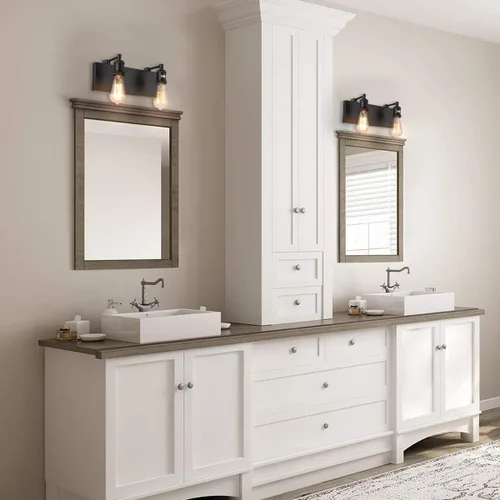 Vista 5 de 2 luces de tocador de baño, moderno aplique de pared industrial negro con enchufes ajustables para dormitorio, sala de estar, pasillo, cocina