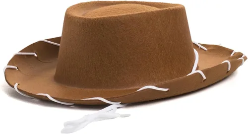 Vista 6 de Funny Party Hats Sombrero de vaquero para niños, sombreros de vaquero marrón y rojo, disfraz de vaquero para niños, sombreros del oeste, paquete de 2