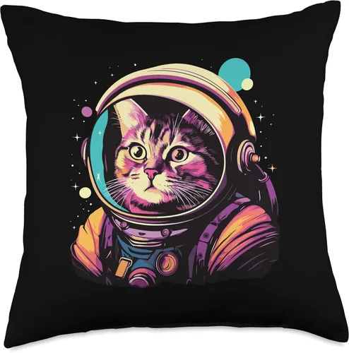 Vista 5 de Smarty Pants Designs Funny Astronaut Space for Cat Lovers - Almohada de 16 x 16 pulgadas, multicolor