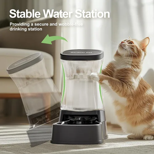 Vista 5 de Dispensador automático de agua por gravedad para perros, tazón dispensador de agua de acero inoxidable de 1 galón para perros y gatos, dispensador
