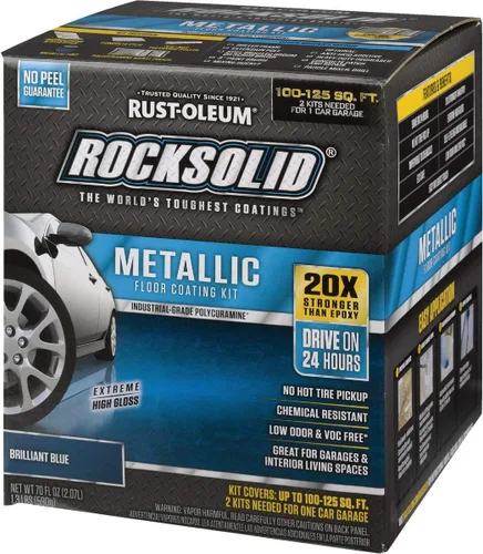 Vista 13 de Kit de piso para cochera de aspecto metálico de bala de plata Rust-Oleum RockSolid., Paquete de 1