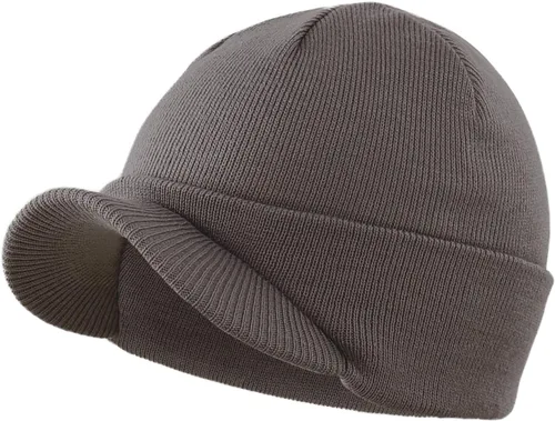 Vista 55 de Home Prefer - Gorro de invierno para hombre con visera, cálida y doble punto.