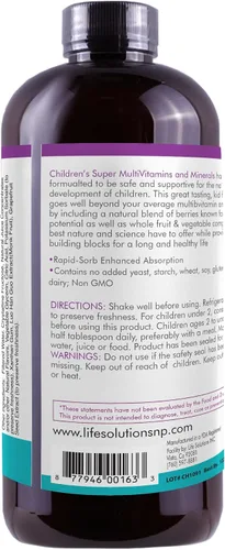 Vista 4 de Super Multivitaminas y minerales para niños Formulado profesionalmente Completamente natural Suplemento dietético líquido 32 oz and