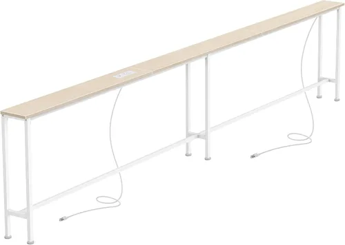 Vista 16 de SUPERJARE - Mesa de sofá de 79 pulgadas con 2 tomas de corriente y puertos USB-C, mesa consola estrecha de 5.9 pulgadas con almacenamiento, mesa