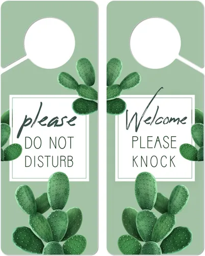 Vista 9 de Letrero para colgar puerta, paquete de 2 (impreso en ambos lados), plástico de PVC de 9.3 x 3.5 pulgadas, letrero con texto en inglés «Please Do Not