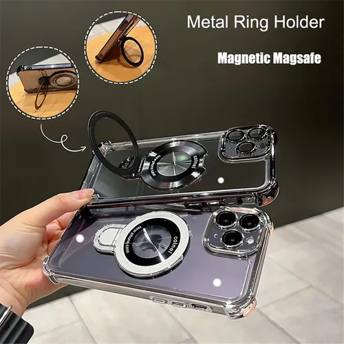 Vista 7 de Funda para iPhone 11 Pro con soporte de anillo magnético, [compatible con MagSafe] Cuatro esquinas a prueba de golpes
