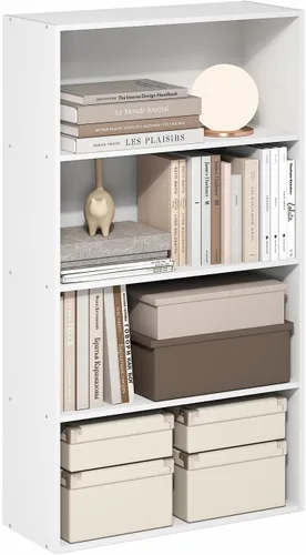 Vista 13 de Furinno Jaya - Estantería para libros de 4 niveles, estantería con estantería abierta, estantería de pie, 9.5 x 23.6 x 41.9 pulgadas