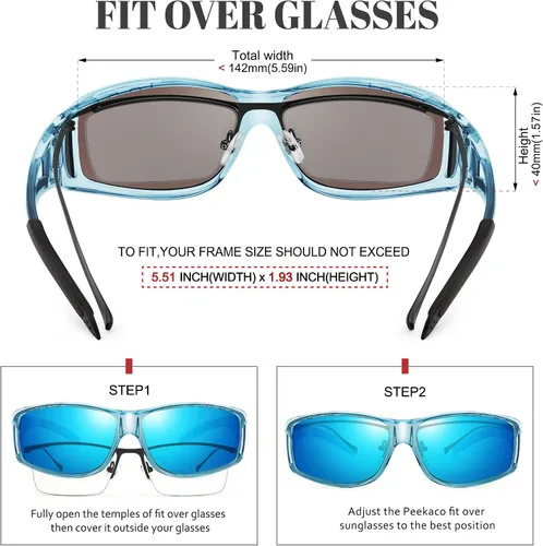 Vista 28 de Polarized Sunglasses Fit Over Glasses for Women Men with UV400 Protection Over Wrap Around Sun Glasses