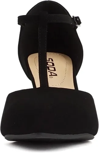 Vista 3 de Soda Bahia Zapato de tacón medio con correa en T para mujer con puntera puntiaguda y espalda cerrada
