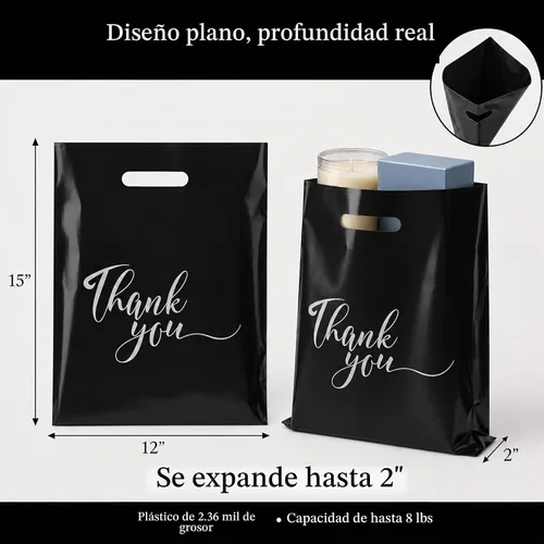 Vista 10 de Rainbows & Lilies - Bolsas de plástico con asas, color negro, 100 unidades, 12 x 15 pulgadas