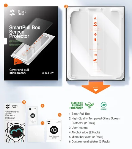 Vista 7 de SMARTDEVIL Protector de pantalla para iPad Air 5ª/4ª de 10.9 pulgadas (2022/2020), iPad Pro de 11 pulgadas (2022/2021/2020/2018) con marco de fácil
