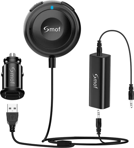 Vista 8 de Smof Adaptador auxiliar del coche de Bluetooth, receptor de audio BT5.2