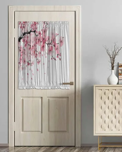 Vista 9 de Cortinas de primavera rosa Sakura con luz lateral francesa para puerta delantera, ventana, puerta de 25 x 40 pulgadas, cortina de panel de cortina