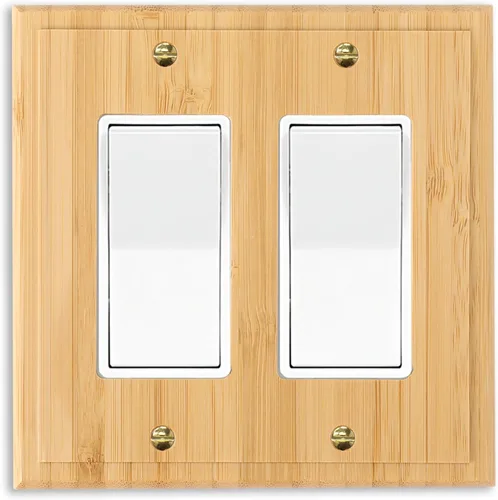 Vista 15 de Placa de interruptor de luz de palanca simple de madera maciza de 4.8 x 3.14 pulgadas, cubierta de interruptor de luz de calidad de madera cruda