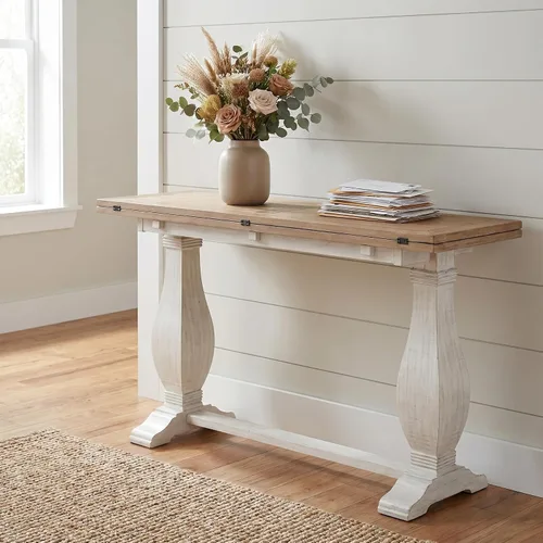 Vista 12 de Martin Svensson Home Napa Solid Wood Flip Top Sofa Table, Natural Natural recuperado