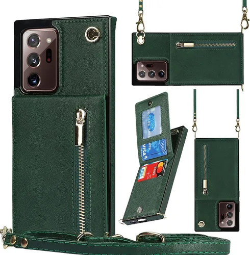 Vista 24 de Funda para teléfono Samsung Galaxy Note 9 con correa cruzada, tarjetero de cuero, ranuras de crédito, soporte magnético, accesorio para celular