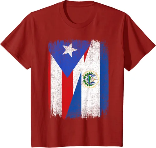 Vista 51 de Camiseta Half Puerto Rico El Salvador Flag Orgullo Salvadoreño Roots