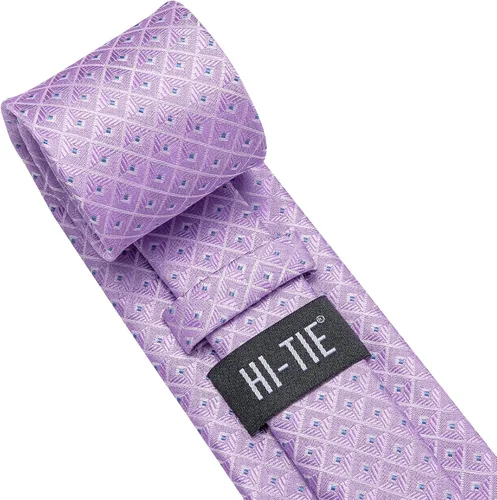Vista 87 de Hi-Tie Corbata clásica de cachemira para hombre con pañuelo y gemelos a cuadros