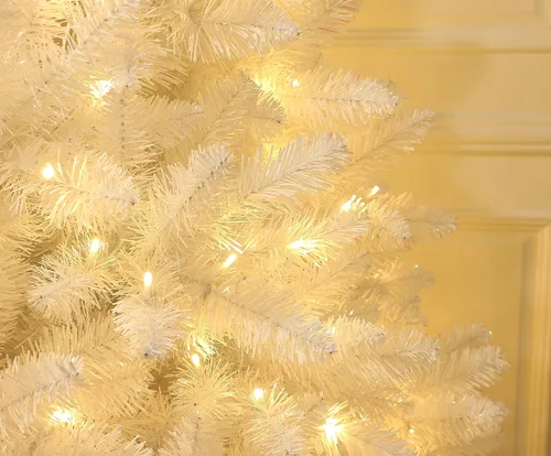 Vista 5 de árbol de Navidad blanco.