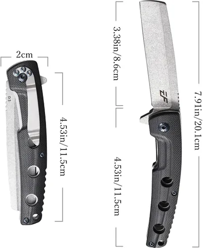 Vista 2 de Eafengrow EF941 EDC Cuchillo plegable de bolsillo D2 Hoja de acero G10 Mango Clip de bolsillo con bloqueo de forro de seguridad para acampar Negro