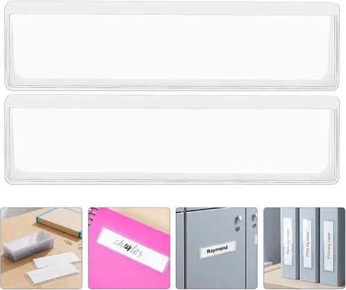 Vista 8 de 100pcs Adhesive Shelf Tag Label Holders 11x3x0.1cm Top Open PVC