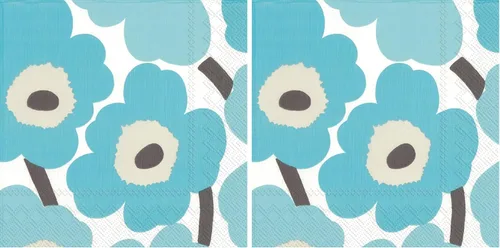 Vista 3 de IHR Ideal Home Range Servilletas de fiesta Marimekko desechables de papel de 3 capas, 6.5 x 6.5 pulgadas, turquesa Unikko, 20