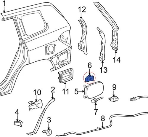 Vista 5 de Clip de resorte de puerta de combustible 77360-0E010, resorte de cubierta de puerta de tanque de gas para Toyota 1996-2002 4Runner, 2002-2011 Camry