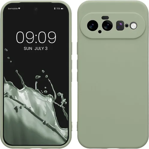 Vista 246 de kwmobile Funda compatible con Google Pixel 9 - Funda protectora delgada de TPU para teléfono - Acabado mate suave - Piedra antigua