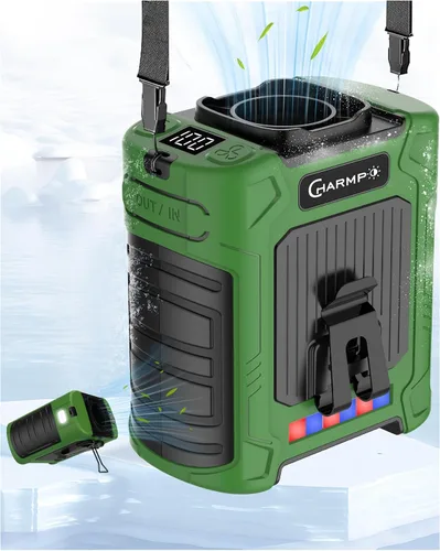 Vista 10 de Ventilador de cintura portátil – Batería de 6000 mAh, 3 velocidades, flujo de aire fuerte, hasta 16 horas de tiempo de trabajo, ventilador portátil