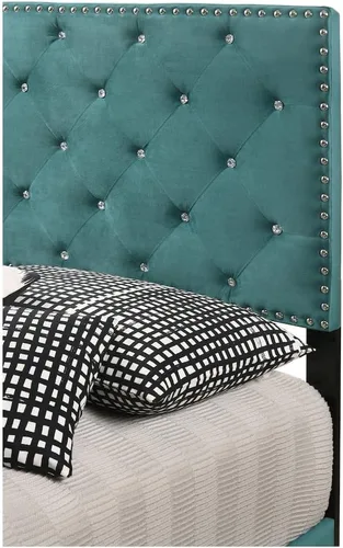 Vista 6 de Glory Furniture Suffolk - Cama individual tapizada de terciopelo, color verde