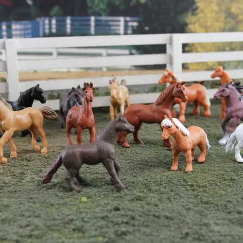 Vista 3 de Safari Ltd. Horses TOOB - 12 mini figuras pintadas a mano incluyendo frisón, Haflinger, semental, bahía, castaño, Jutlandia, Trakehner, Clydesdale