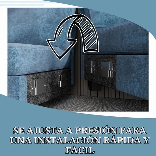 Vista 5 de Furniwell Sofá modular convertible de 4 asientos para sala de estar, sofá modular de tela moderna en forma de U, con diván doble y espuma Azul