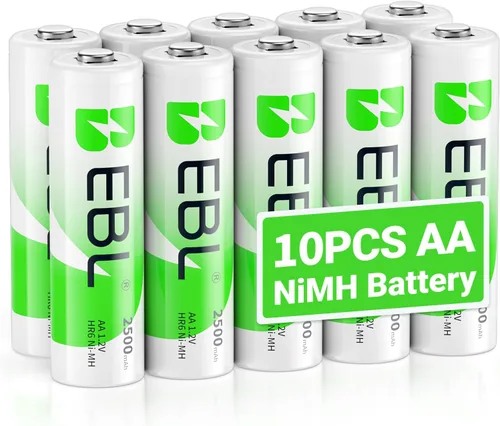 Vista 10 de EBL Baterías recargables AA de 1.2 V 2500 mAh de alto rendimiento precargadas pilas AA – 4