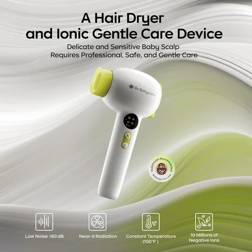 Vista 2 de Bc Babycare Secador de Pelo Inalámbrico Suave para Bebé y Niños, Secador de Pelo Portátil Silencioso Mini para Lactantes, Secador de Pelo