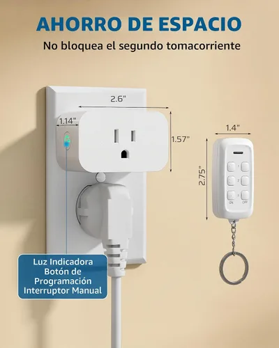 Vista 5 de DEWENWILS - Toma de corriente con control remoto para interiores, interruptor de tomas de salida remoto inalámbrico, sin interferencia, 15A/1875W