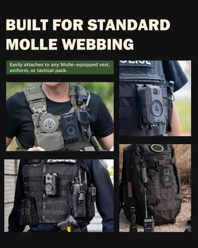 Vista 3 de WEIGUZC Soporte de cámara Molle dual para cámara corporal Axon Taser 2, 3 y 4 - Soporte Molle ligero para uniforme, chaleco táctico